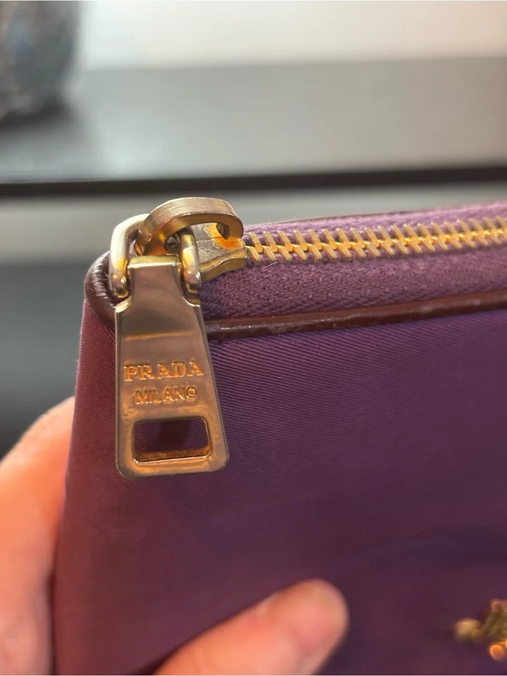 Authentic Prada Tessuto Nylon Zip-Around Long Wallet – Violet/Purple